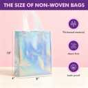PACKINNO 15 Pcs Iridescent Gift Bags with Handles, 8x4x10 Inch Holographic Reusable Gift Bags Medium Size, Ideal for Birthday, Christmas, Party Favors, Wedding, Holidays, Valentines