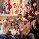 24 Pcs Christmas Candy Cane Hanging Swirl Decorations - Red and White Lollipop Peppermint Ceiling Hanging Swirls Streamers Ornaments for Candy Land Home Winter Holiday Xmas Christmas Party Decor