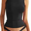 EasyGala Women Sleeveless Mock Turtle Neck Tops Double Lined Fitted Tank Tops Basic T Shirts 2026 (Black, XL)