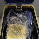 Navy Blue Bathroom Accessories Set 8 Piece Navy Blue and Gold Bathroom Set, Bathroom Sets with Stainless Steel Garbage Can,Toilet Brush,Toothbrush Set,Soap Dispenser