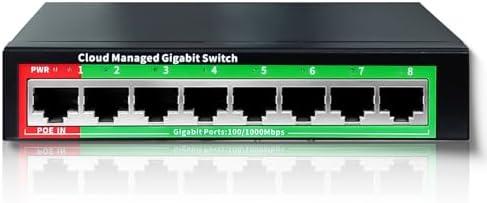 STEAMEMO 8-Port Gigabit Ethernet Switch | Smart Managed with VLAN & QoS | Plug & Play Desktop/Wall-Mount Network Hub w/ PoE in Design | Metal Housing & Web Managed(Includes Power Adapter)