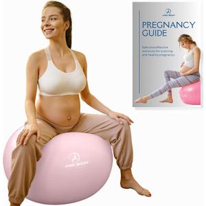 ProBody Pilates Pregnancy Ball - Yoga Ball for Pregnancy with Book, Prenatal, Labor & Postnatal Maternity Exercise (Rose, 65cm)