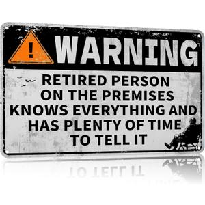 2 x Funny Metal Sign Retired in Residence Vintage Wall Decor 8x12 Inches Rustic Home Patio Man Cave Garage Office Retirement Gift for Dad Grandpa and Coworkers