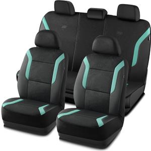 Skechers Memory Foam Car Seat Covers, Air Cool Mesh Thick Seat Covers, Car Seat Protector Full Sets, Airbag Compatible, Automotive Comfort Protection for Most Cars,Vans,Trucks, SUVs,Green