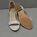 PARTY Women's Open Toe Ankle Strap Low Block Chunky Heels Sandals (6.5, White Pu B)