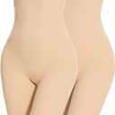 Shapewear Tummy Control Shorts - High Waisted Body Shaper Underwear Compression Thigh Slimmer Butt Lifting Pantis (Beige, S)