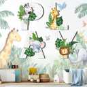 Kathfly 4 Pcs Jungle Animals Theme Play Sign Playroom Wall Decor Wood Forest Safari Wall Art Play Room Decor for Kids Nursery Room Decorations, 11 x 10 inches
