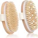 2 Pack Dry Brushing Body Brush, Natural Bristle Exfoliating Brush with Massage Nodes, for Lymphatic Drainage and Improving Skin Health and Reduces Acne
