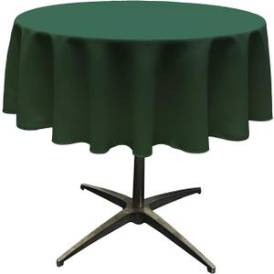 LA Linen Polyester Poplin Washable Round Tablecloth, Stain and Wrinkle Resistant Table Cover 51", Fabric Table Cloth for Dinning, Kitchen, Party, Holiday 51-Inch, Hunter Green, (TCpop51R_GreenHuntP20)