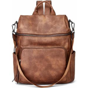 Anti-Theft Backpack Purse for Women, Convertible 3-in-1 Vegan Leather Backpack with Hidden Zipper, Adjustable Shoulder & Crossbody Bag for Travel and Daily Commute