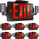 Sunco 6 Pack Black Exit Signs With Emergency Lights, Two Adjustable LED Lights, 94V-0 Fire Resistant, Backup Battery, 120-277V, Wall Or Ceiling Mount, Commercial Grade UL.