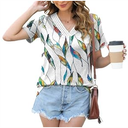 Womens Tops Dressy Casual V Neck Short Sleeve Lace Splice T Shirts Cute Fashion Clothes 2025 (Small, Black-1)