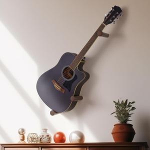Acoustic Horizontal Guitar Hangers for Wall Wooden Wall Mount (Brown)