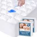Pack of 2 Queen Mattress Protector Pad Waterproof Quilted, Soft & Cooling Queen Size Mattress Protector Cover Fitted with Deep Pocket up to 14", (White)