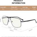 Reading Glasses for Men Square Double Bridge Blue Light Blocking Computer Readers