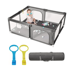 Baby Playpen with Mat, 71" x 59" Extra Large Play Yard for Babies and Toddlers, Baby Fence with Soft Thick Play Mat, Indoor Safety Activity Center for Infants, Easy to Assemble and Clean, (Gray）