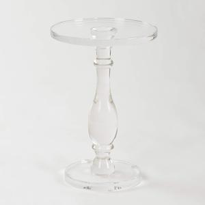 LIKENOW Acrylic End Table,Acrylic Side Table,Modern Nightstand with Clear Small Round Top and Solid Post for Living Room,Bedroom and Lobby 18.9x18.9x23.6High inches (Large)