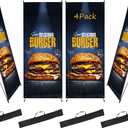 YOSE X Frame Banner Stand (4Pack) Fits Any Banner Adjustable Size 23"X63" to 32"X78" with Portable Retractable Carrying Bag, Customize Stand for Trade Show Exhibition Market