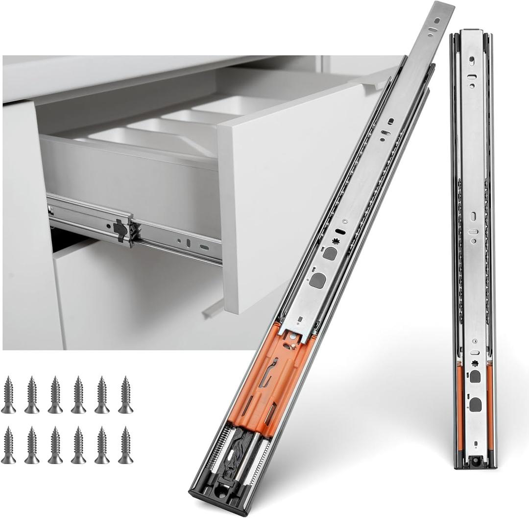 LONTAN 5 Pairs 16 Inch Soft Close Push to Open Drawer Slides Dresser Drawer Slides Heavy Duty Side Mount Drawer Slides Metal Ball Bearing and Full Extension Cabinet Drawer Slides 100 LB Capacity
