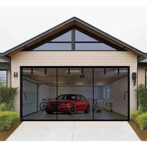 Magnetic Garage Door Screen 18x9ft for 2 Car Garage Retractable, Durable Heavy Duty Fiberglass Screen Mesh with Strong Magnets for Garage Door, Easy to Install (18x9ft Black)