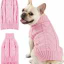 Dog Sweaters for Small Medium Large Dogs Cats, Soft Warm Turtleneck Pullover Solid Cable Knit Fleece Stretch Pet Clothes,Classic Fuzzy Coat for Puppy Girl Boys for Fall Winter Cold Weather (Pink, Large)