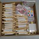 Sabary 32 Sets Valentines Party Favors for Kids Class Valentines Day Gifts Mini Watercolor Paint Set with Easel Valentine Card Painting Canvas Panel Brush for Preschool Classroom Prize Exchange