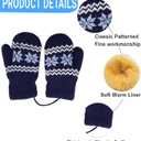 Baby Winter Soft Warm Knit Mittens Double Fleece Lined Knit Elastic Cuff Gloves for 0-2 Years Old (Navy)