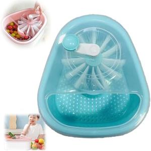 Fruit Washer Spinner Bowl, Fruit and Vegetable Washing Machine, Large Fruit Washer Spinner with Brush and Drain Basket, Multifunctional Fruit and Vegetable Scrubber (Blue) (Blue)