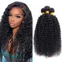 Curly Bundles Black Natural Color Human Hair Bundle Brazilian Virgin Hair 3 Bundles 20 22 24 Inch Deep Curly Bundle Hair Extensions