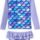 UMELOK Toddler and Little Girls Rash Guard Sets with Bikini Bottoms Swimwear 12Y
