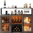 Wine Bar Cabinet with Wine Rack Glass Holder Coffee Bar Storage Cabinet, Sideboard Freestanding Liquor Cabinet Bar for Home Kitchen Living Room, Office, Dining Room with LED Lights