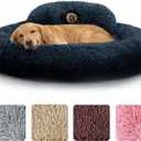 PetJett XL Dog Beds for Large Sized Dog - 45'' Extra Large Dog Bed, Washable Dog Bed - Anti-Slip Super Soft Round Donut Bed, Fluffy Faux Fur Anti-Anxiety Premium Comfort Pet Bed, Fits Dogs upto 120lbs
