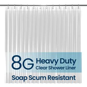 LiBa Shower Curtain PEVA 8G, 72x72 Inch Waterproof Clear Non-toxic shower liner, waterproof plastic shower curtain, rust-proof grommets, weighted magnets, bathroom accessories
