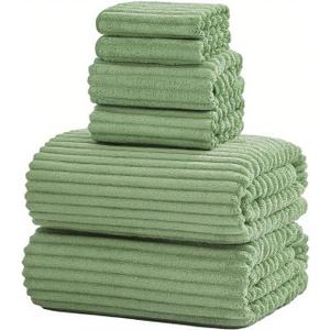6-Piece Bath Towel Set(30"x60"), 2 Large Bath Towel Sheets, 2 Hand Towels and 2 Washcloths - Highly Absorbent Quick Dry Microfiber,Ultra Soft Towel Set for Bathroom (Sage Green