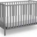 Delta Children Heartland 4-in-1 Convertible Crib - Greenguard Gold Certified, Grey, 54.25"L x 29.5"W x 35"H