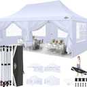 COBIZI 10x20 Pop Up Canopy with 6 Sidewalls, Conical Party Tent 10x20 with 3 Adjustable Height Waterproof, UV-Resistant with Carry Bag, Sandbag, Stake, Tents for Parties, Commercial (Frame Upgraded) (White)