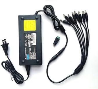 12V 10A Power Supply 120W AC Adapter Charger Transformer AC to DC Converter 12 Volt 10 Amp with 5.5x2.5mm Output Jack for 5050 3528 LED Strip Light CCTV Cameras 3D Printer + 8 Splits Power Cable