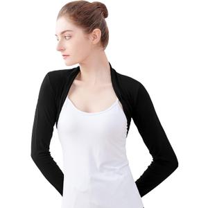 Daydance Modal Cotton Teens Women Bolero Shrug for Dance, Leotards, Dress (X-Small, Black)