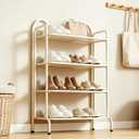 4-Tier Shoe Rack, Freestanding Metal Shoe Storage Organizer for Entryway, Large Capacity Shoe Shelf with Top Handle, Space-Saving Shoe Stand for Closet, Hallway, Bedroom & Small Spaces (White, 4-Tier)