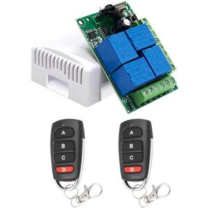 QIACHIP DC 12V Relay Remote Switch Wireless RF Remote Control Switch 4 Channel Module 433Mhz Transmitter Receiver Kit Universal Remote Controller for Lights Fan Garage Door Opener Gate Car
