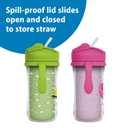 Dr. Brown's Milestones Insulated Sippy Cup with Straw and Handles, Spill-Proof Tumbler with Lid, 2-Pack, Green & Purple, 10 oz/300 mL, BPA Free, 12m+