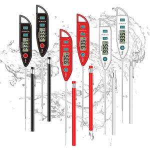 BOMATA 6 Pack Waterproof IPX7 Meat Thermometer Instant Read Food Thermometer with Long Probe for Water, Liquid, Kitchen Cooking, Grill,BBQ ! T101 X 6 Pcs (Black & Red & White)