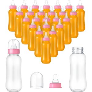 Norme 24 Pcs 9.5 oz Plastic Bottles Chug Shower Game Party Favors for Shower Decorations Gender Reveal Gifts (Pink)