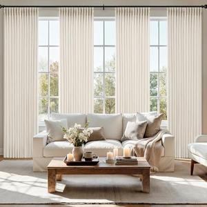MIULEE Pinch Pleated Thick Linen Curtains 90 Inches 4 Panels Set Ivory Cream Back Tab Memory Trained Pinch Pleat Semi Sheer Light Filtering Privacy Curtains Window Drapes for Living Room Bedroom Birch