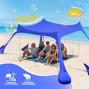 2PM SPORTS Beach Tent Sun Shelter 10x10 FT - UPF 50+ UV Protection, 8 Sandbags, Easy Setup, Portable Beach Shade Canopy for Family Picnic Camping Travel