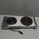 Hot Plate, CUSIMAX Double Burner, Electric Hot Plates for Cooking, 1800watts Portable Countertop Stove, Cast Iron Heating Plates, Used for Camping/Travel Trailers/Dorms, Stainless Steel Cooktop (Silver)