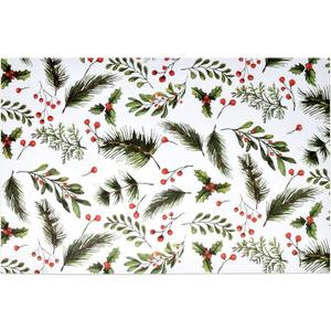 Gift Boutique 50 Disposable Berries and Pine Paper Place Mats Holly Berry Greenery Table Mat 11" x 17" for Holiday Dinner Doilies Xmas Winter Table Setting Dinner Party Home Table Decorations