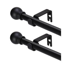 2 Pack Black Curtain Rods for windows 48 to 84-93 inch, 5/8 inch Splicing Heavy Duty Metal Curtain Rod Set with Brackets