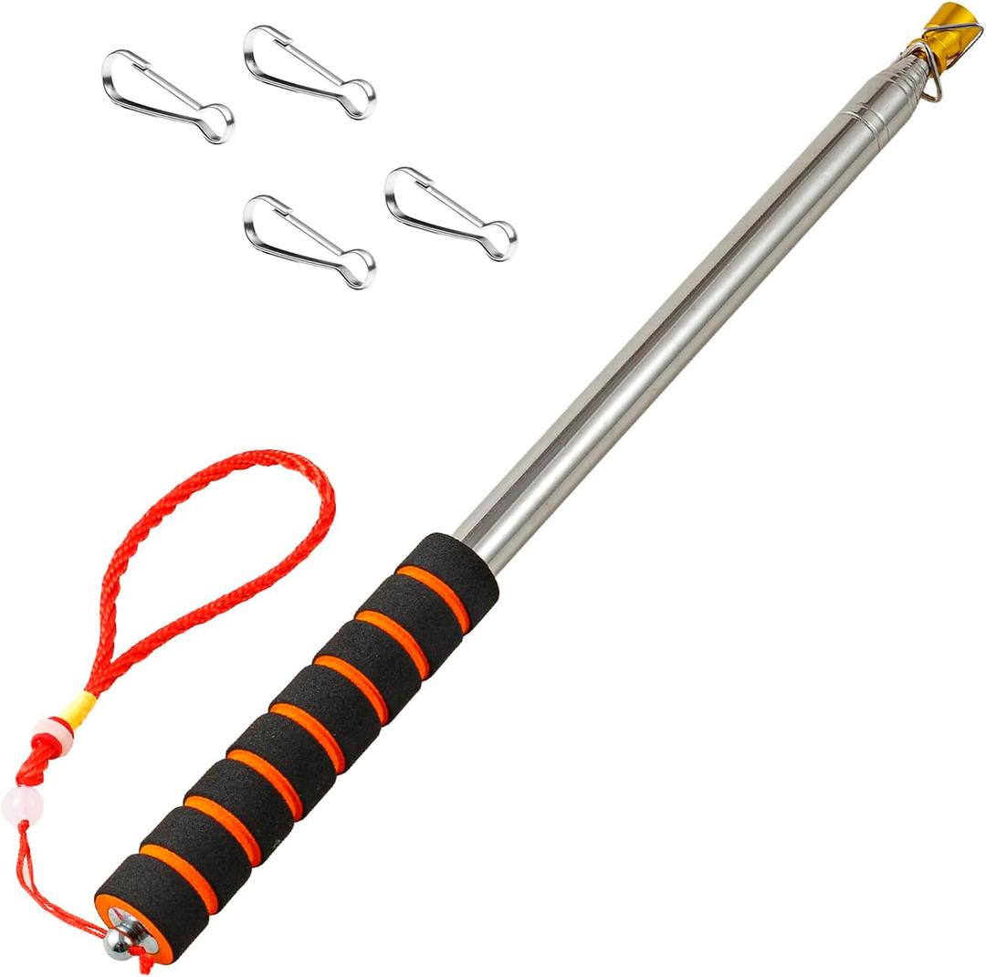 9.84FT Telescopic Handheld Flagpoles with Clips Portable Flag Pole Lightweight Extendable Tour Guide Stainless Steel Banner Flag Pole Pointer for Teachers with Anti-Slip GripOrange and Black