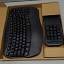 MEETION Ergonomic Wireless Keyboard with Separate Numeric Keypad, Wave Flexible 2-in-1 Setup for Multi-Device, 2.4G/Bluetooth Split Design with Wrist Rest for Accountants/Data Entry/Left-Handed User